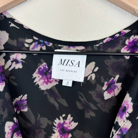 MISA Los Angeles Floral Sheer Blouse Black S - Picture 3 of 4